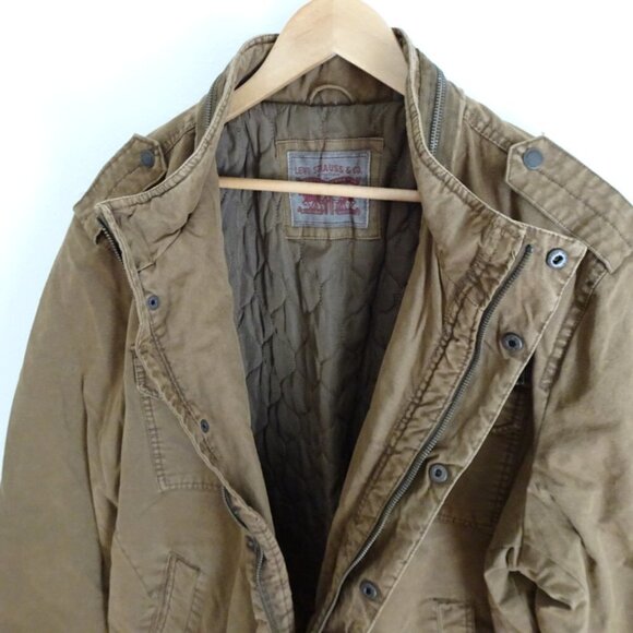 Levi's Military Jacket Men's Size 2XL Brown Washed Cotton - Picture 7 of 9